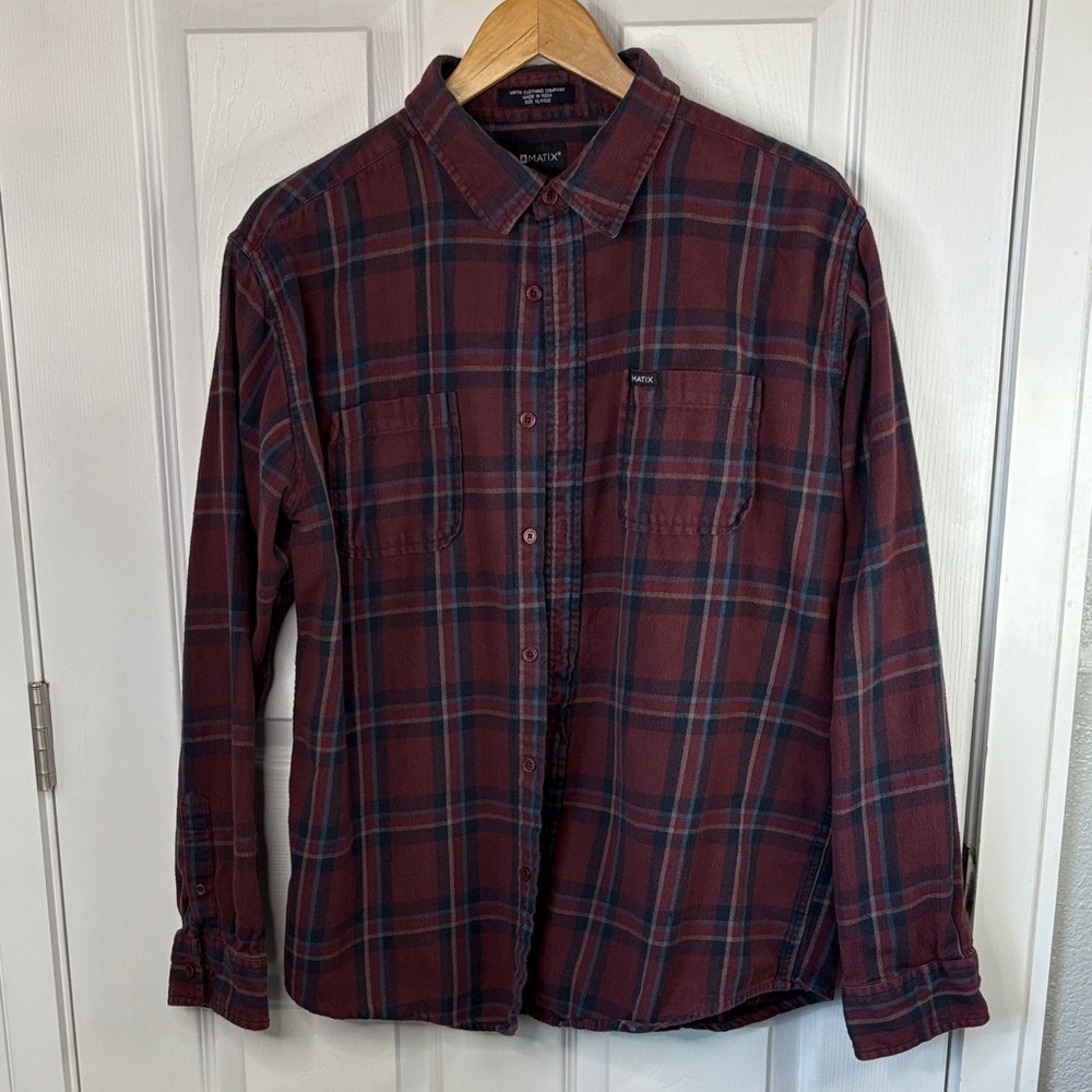 Matix Clothing Company Maroon‎ and Navy Plaid Shirt